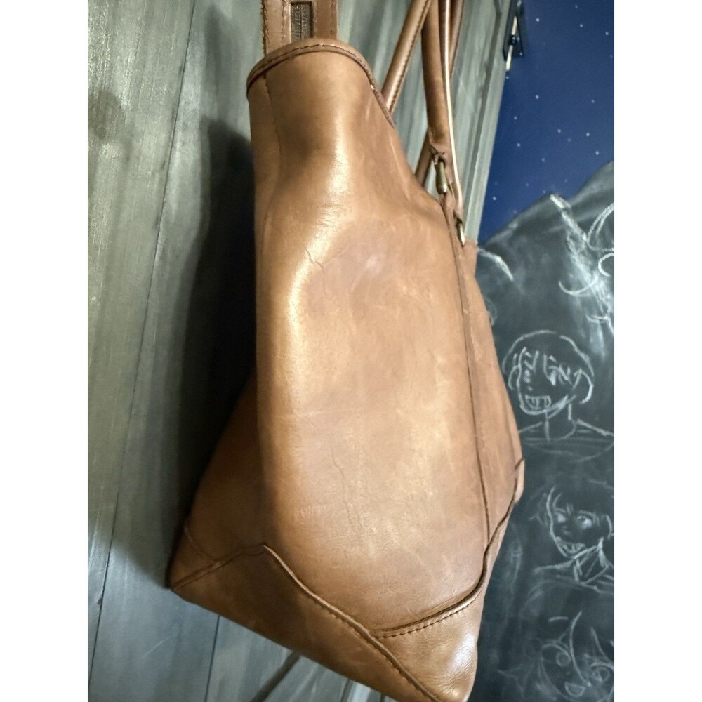 Vtg L.L. Bean Town & Field Wildlife Lining Leather Brown Tote Bag Shopper Travel - Picture 6 of 16